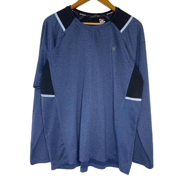 Spyder Active Blue Black Crew Neck Pullover Sweater Size Large Men's - Picture 1 of 9